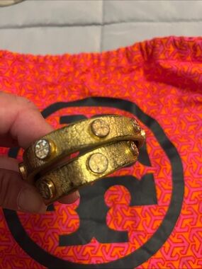 Tory Burch Gold-Tone Double Wrap Stud Bracelet